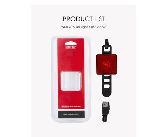 Фонарь задний GACIRON W08-40A 40 LM Micro USB 07-300173, изображение 13