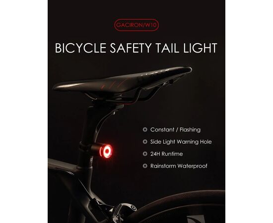 Фонарь задний GACIRON W10 5 LM Micro USB 07-300160, изображение 2