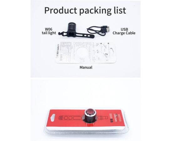 Фонарь задний GACIRON W06 5 LM Micro USB 07-300152, изображение 7