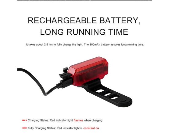 Фонарь задний GACIRON W11 15 LM Micro USB 07-300178, изображение 11