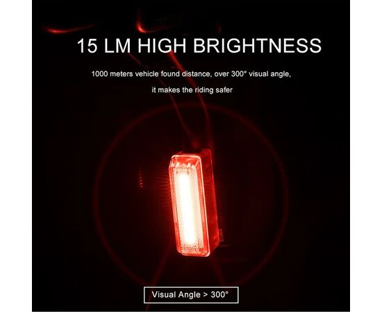 Фонарь задний GACIRON W11 15 LM Micro USB 07-300178, изображение 8