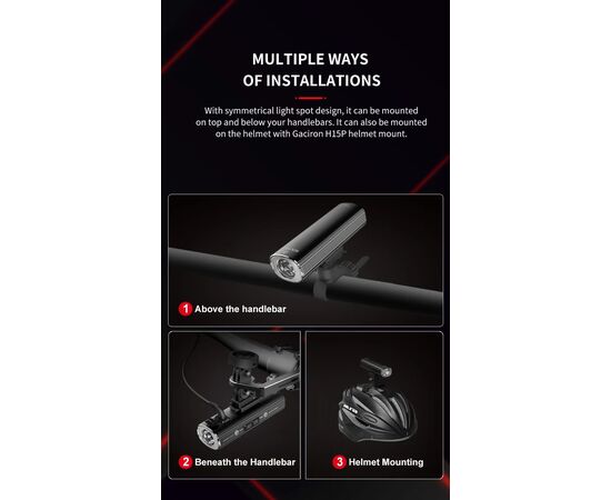 Фара/Фонарь двухсторонний GACIRON V20S-1000 900LM+100LM Micro USB 4000mAh 07-300145, изображение 12