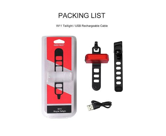 Фонарь задний GACIRON W11 15 LM Micro USB 07-300178, изображение 20