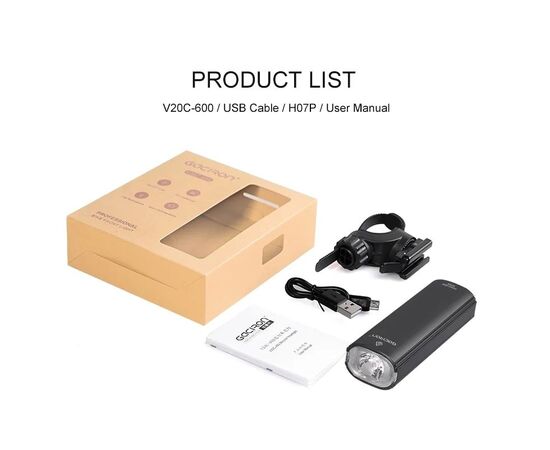 Фара/Фонарь двухсторонний GACIRON V20C-600 600LM Micro USB 2500mAh 07-300142, изображение 17