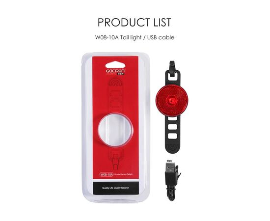 Фонарь задний GACIRON W08-10A 10 LM Micro USB 07-300171, изображение 13