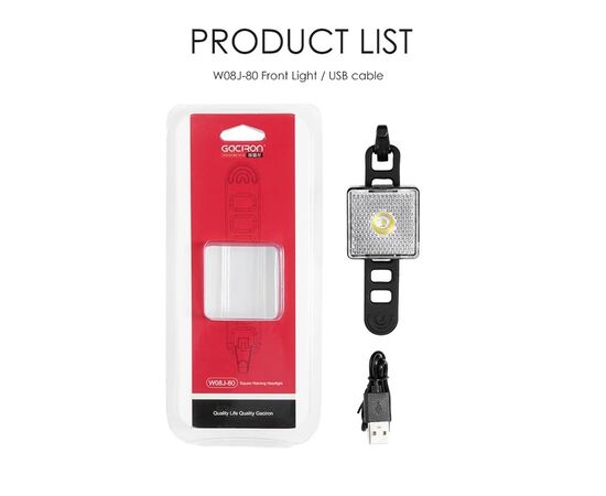 Фара передняя GACIRON W08J-80 80LM Micro USB 07-300168, изображение 9