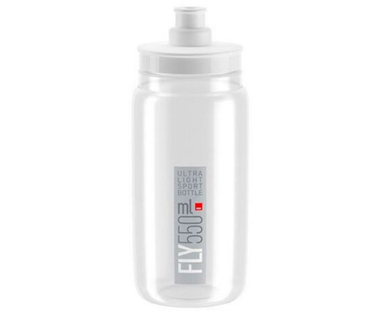 Велобутылка Elite FLY 550мл (прозрачная/серый логотип), Цвет: белый, Объём: 550