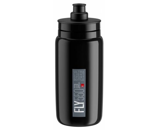 Велобутылка Elite FLY 550мл (чёрная/серый логотип), Цвет: черный, Объём: 550