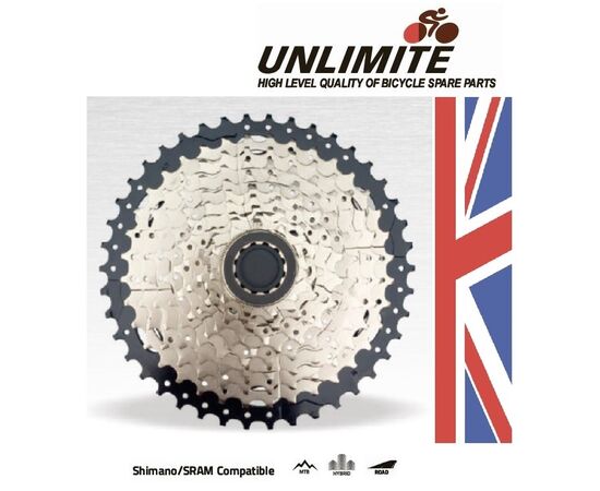 Кассета Unlimite MTB CFW1041 10 скоростей 11-40T, Цвет: серый, Количество зубьев: 11-40, изображение 2