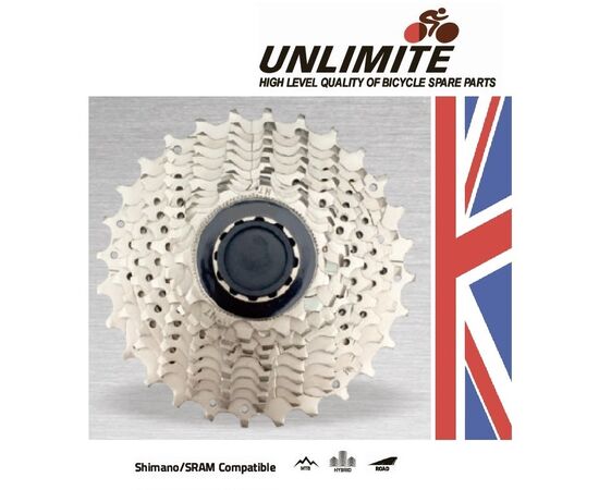 Кассета Unlimite ROAD CFW1028 10 скоростей 11-28T, Цвет: серый, Количество зубьев: 11-28, изображение 2