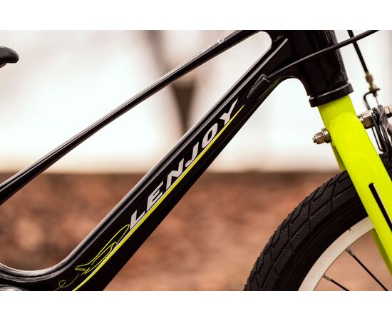 Детский велосипед Lenjoy Shadow 16 (чёрный), Цвет: салатовый, изображение 9