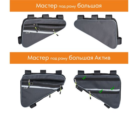 Велосумка Course «Мастер» под раму большая «Актив» (серый), изображение 10