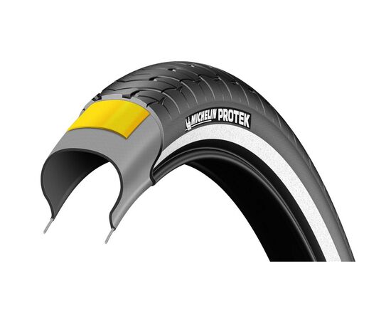 Покрышка 700x28C (28-622) Michelin PROTEK (чёрный, светоотражающая полоса), Цвет: черный, Ширина: 1.10" (28 мм), изображение 3 Покрышка 700x28C (28-622) Michelin PROTEK (чёрный, светоотражающая полоса), Цвет: черный, Ширина: 1.10" (28 мм), изображение 3