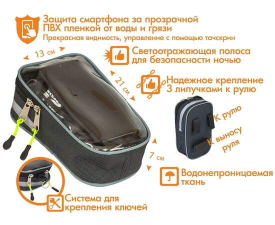 Велосумка Course Мастер Boxer а руль для мобильного телефона (синий), Цвет: синий, изображение 6 Велосумка Course Мастер Boxer а руль для мобильного телефона (синий), Цвет: синий, изображение 6