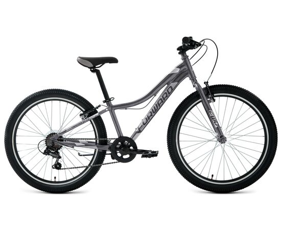 Подростковый велосипед Forward TWISTER 24 1.0 (черный/серебристый), Цвет: графитовый, Размер рамы: 12"