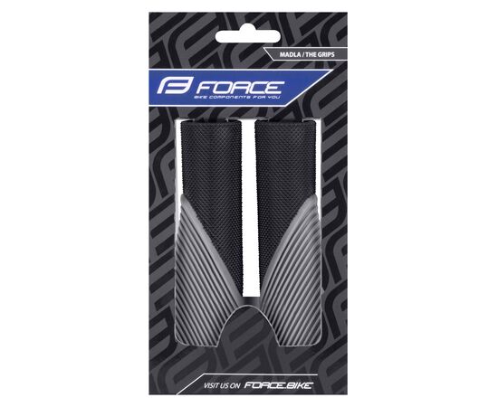 Ручки руля эргономичной формы Force BOW 382161 22,2/130мм с заглушками (черно-серый), изображение 2