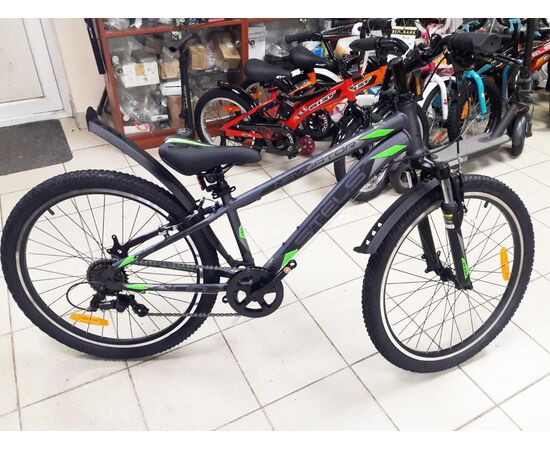 Подростковый велосипед Stels Navigator 400 V 24" (серый/зеленый), Цвет: серый, Размер рамы: 12", изображение 2