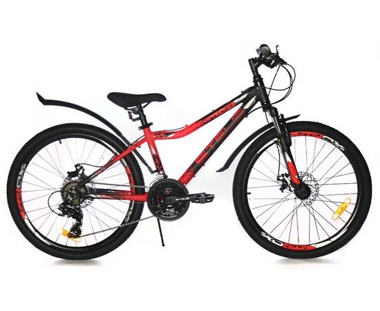 Подростковый велосипед Stels Navigator 450 MD 24" (черный/неоновый-красный), Цвет: черный, Размер рамы: 13"