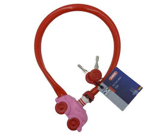 Тросовый велозамок на ключ "Машинка" ABUS My first ABUS 1505/55см 05-0043301 (розовый), Цвет: розовый, изображение 2