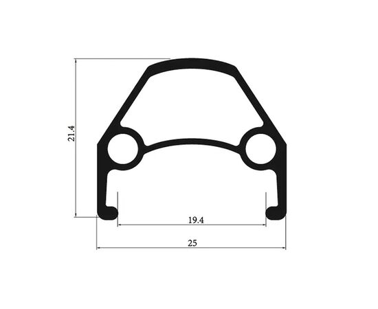 Обод велосипедный YKL-D23 26"*32H*14G, A/V, 520G/PC, чёрный пистонированный, изображение 3