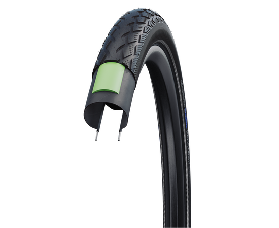 Покрышка 26x1.25 (32-559) Schwalbe Marathon Perf, GreenGuard, TwinSkin B/B+RT (светоотражающая полоса), изображение 2 Покрышка 26x1.25 (32-559) Schwalbe Marathon Perf, GreenGuard, TwinSkin B/B+RT (светоотражающая полоса), изображение 2