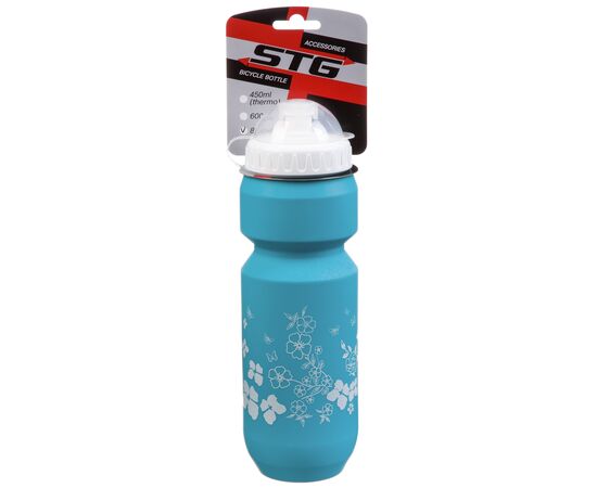 Велофляга STG CSB-532L 800мл голубая с белым рисунком с крышкой, изображение 2