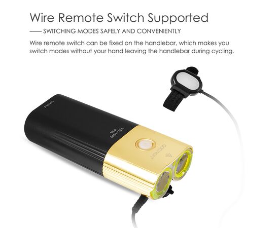 Фара GACIRON V9D-1800 GOLD 2xCREE 1800LM Micro USB 6700mAh 07-300133, изображение 10