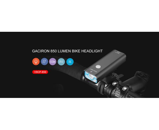 Фара GACIRON V9CP-850 1xCREE 850LM USB-C 2500mAh 07-300111, изображение 2