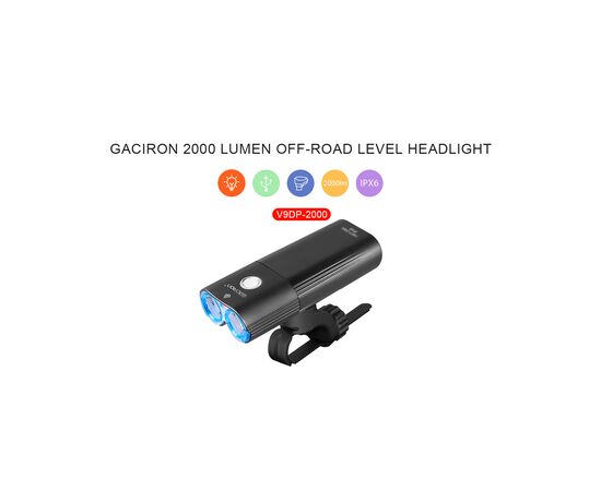 Фара GACIRON V9DP-2000 2xCREE 2000LM USB-C 6700mAh 07-300130, изображение 2