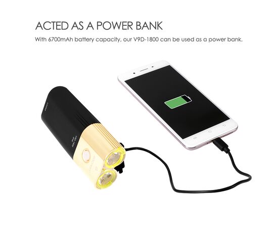 Фара GACIRON V9D-1800 GOLD 2xCREE 1800LM Micro USB 6700mAh 07-300133, изображение 12