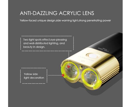Фара GACIRON V9D-1800 GOLD 2xCREE 1800LM Micro USB 6700mAh 07-300133, изображение 14