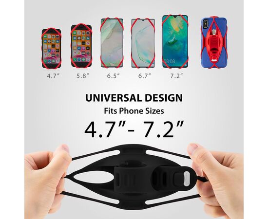 Держатель для смартфона универсальный 4.7"-7.2" на руль BONE BIKE TIE 4 07-200520 (чёрный), Цвет: черный, изображение 10