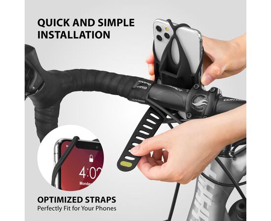 Держатель для смартфона универсальный 4.7"-7.2" на руль BONE BIKE TIE 4 07-200520 (чёрный), Цвет: черный, изображение 14