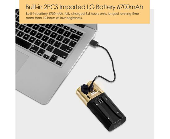 Фара GACIRON V9D-1800 GOLD 2xCREE 1800LM Micro USB 6700mAh 07-300133, изображение 11
