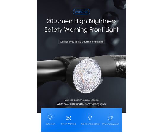 Фара с вибродатчиком GACIRON W08J-20 20 LM Micro USB 500mAh 07-300165, изображение 9