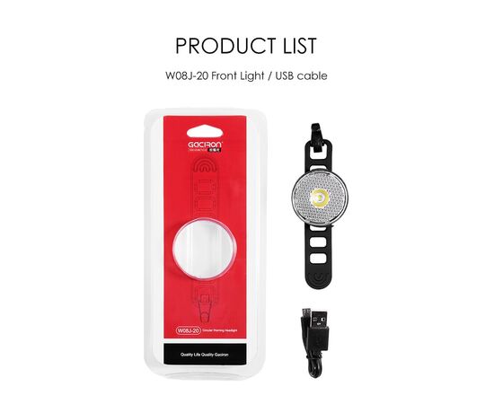 Фара с вибродатчиком GACIRON W08J-20 20 LM Micro USB 500mAh 07-300165, изображение 20