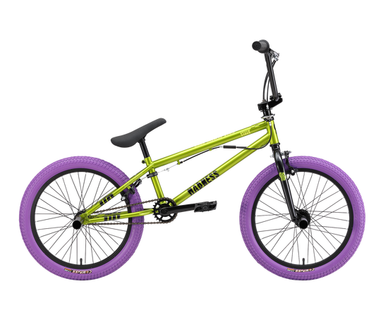 Велосипед Stark'24 Madness BMX 3 (зеленый металлик/фиолетовый)
