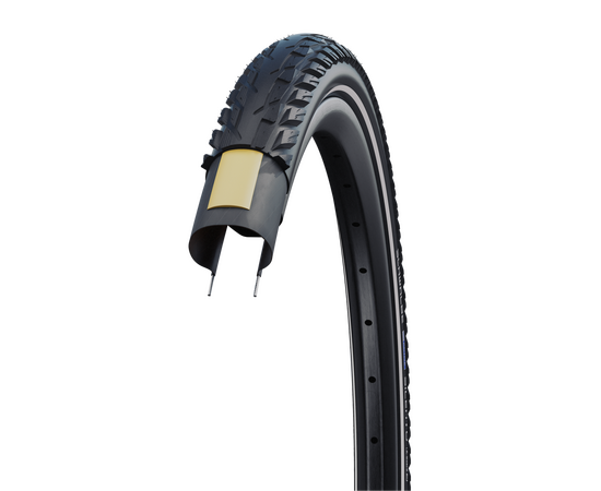 Велосипедная покрышка Schwalbe SILENTO 26x1.75 (47-559), K-Guard (чёрный, светоотражающая полоса), изображение 2