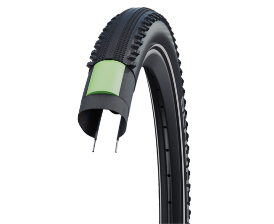 Велосипедная покрышка Schwalbe HURRICANE 29x2.40 (62-622), DD, GreenGuard (чёрный, светоотражающая полоса), Цвет: черный, Ширина: 2.40" (61 мм), изображение 2