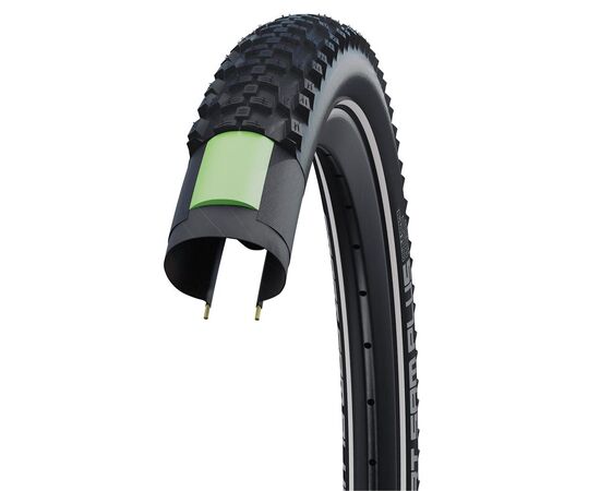 Велосипедная покрышка Schwalbe SMART SAM PLUS 27.5x2.25 (57-584), DD, GreenGuard (чёрный со светоотражающей полосой), изображение 2