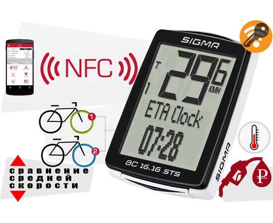 Велокомпьютер Sigma Sport BC 16.16 STS CAD, изображение 3