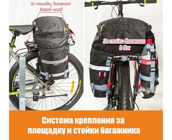 Велорюкзак на багажник (велоштаны) Course 22-30 литров (чёрный), изображение 12 Велорюкзак на багажник (велоштаны) Course 22-30 литров (чёрный), изображение 12