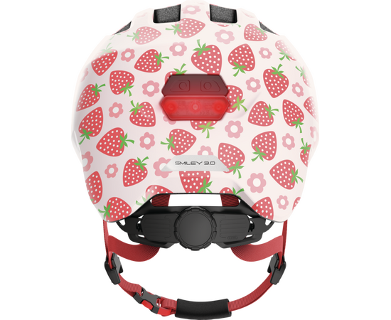 Шлем детский с фонариком ABUS Smiley 3.0 LED (rose strawberry, розовый с клубникой), Цвет: розовый, Размер: 45-50, изображение 3