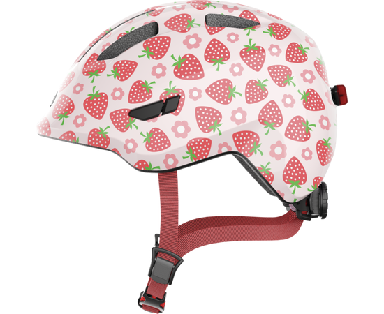 Шлем детский с фонариком ABUS Smiley 3.0 LED (розовый с клубникой)