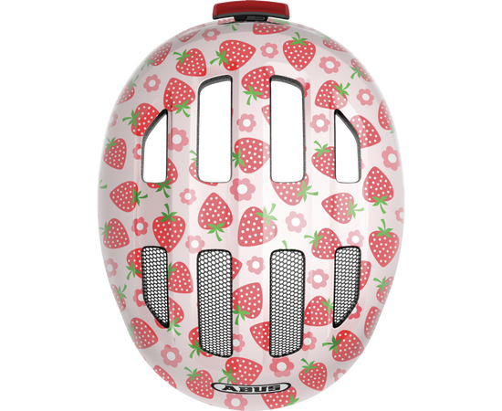 Шлем детский с фонариком ABUS Smiley 3.0 LED (rose strawberry, розовый с клубникой), Цвет: розовый, Размер: 45-50, изображение 4