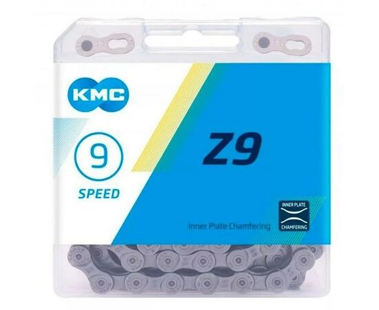 Цепь велосипедная KMC Z9 1/2"x11/128" 9 скоростей 116 звеньев BOX (серебристо-серый)
