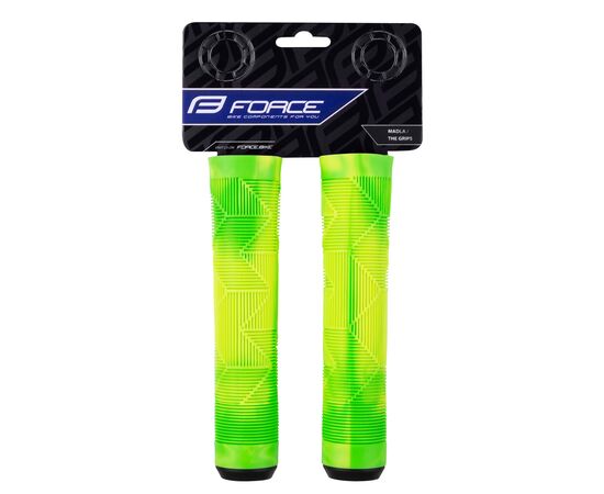 Ручки руля резиновые Force BMX145 382083 (зелёно-жёлтые), Цвет: зелёный, изображение 3
