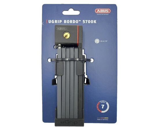 Складной велозамок на ключ ABUS Bordo uGrip 5700/80 см с кронштейном 05-0084425 (черно-серый)