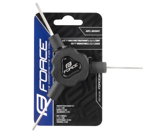 Ключ Force 895097 Y-образный, шестигранный на 2/2,5/3 мм, длина 145 мм (чёрный), изображение 2