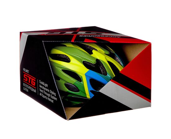 Шлем STG MV29-A (салатовый/синий/чёрный, с фикс. застежкой), Цвет: салатовый, Размер: 55-58, изображение 5